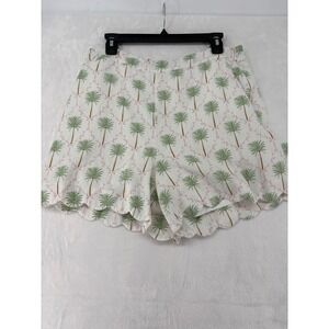 Crown & Ivy Shorts Womens 10 Palm Tree White Scalloped Hem Tropical Summer